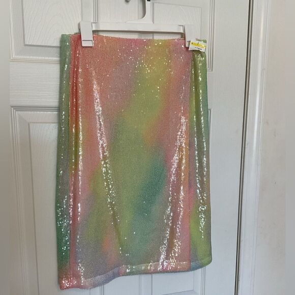 Stine Goya Arwen Multicolor Pastel Ombre Sequin Midi Skirt Size XS - Picture 3 of 5